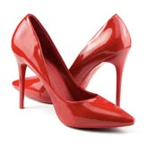 Czerwone czółenka na obcasie lakierowana skóra